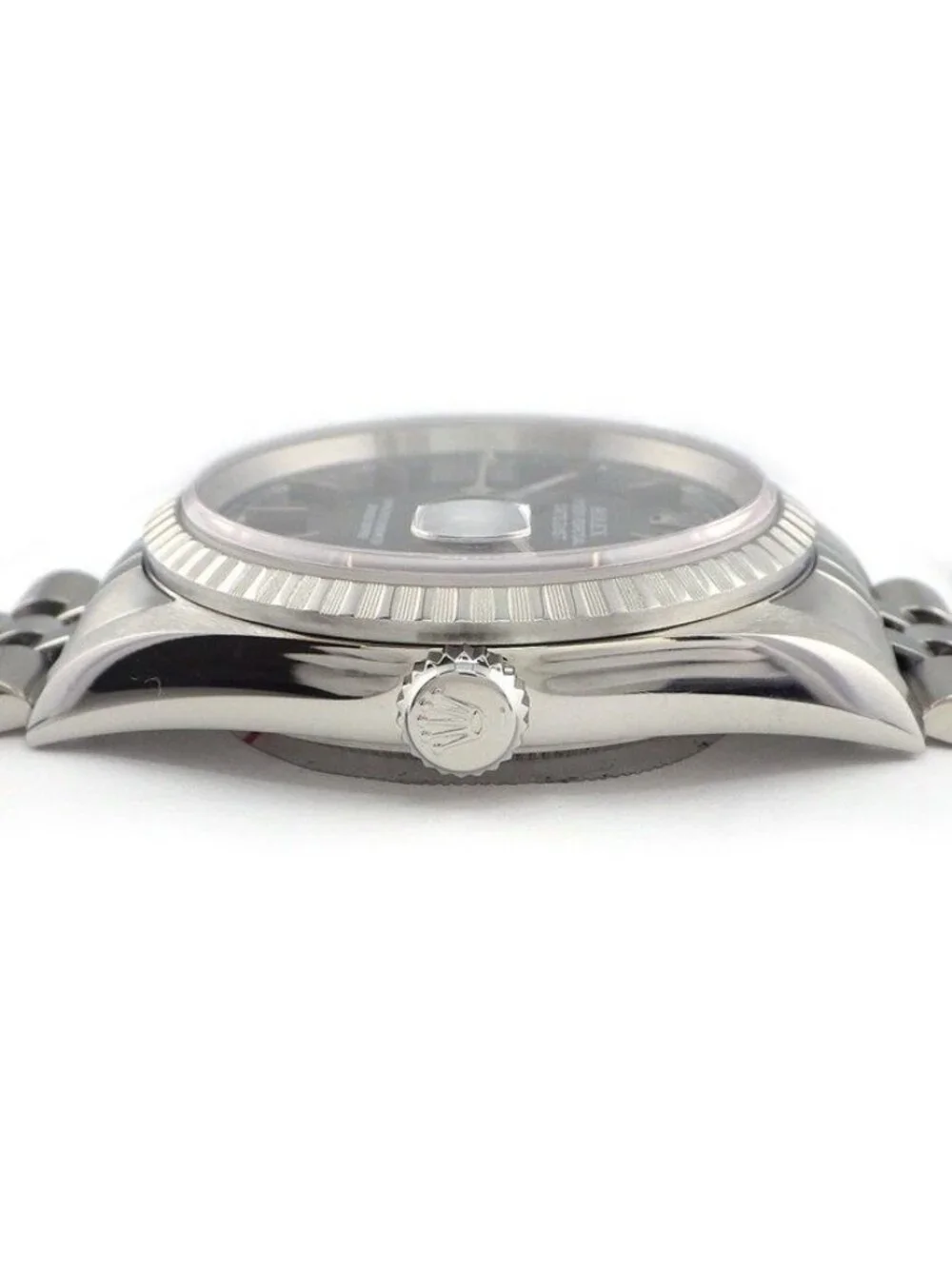 Rolex Watch Datejust Black Dial Date 18k White Gold SS Automatic